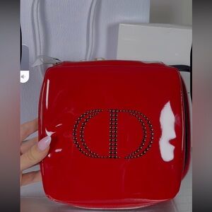 Red patent Dior Trousse cosmetic Pouch